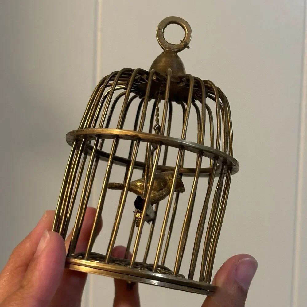 Vintage Brass Metal Handmade Bird Cage Decor 5"x 3.5" Made In India DAMAGED - Picture 4 of 7